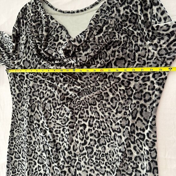 NWT Michael Kors Malachitery Velvet Cheetah Sheath Dress Chain Boat Neck Size 2X - Picture 8 of 14